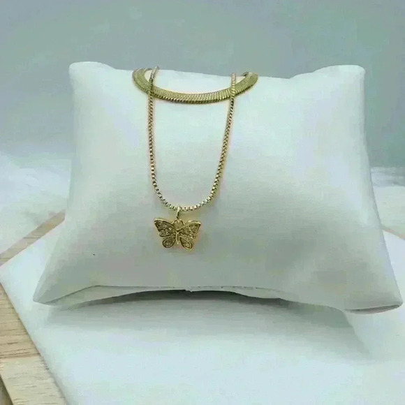 Butterfly Layered Necklace in Gold - Picture 2 of 5